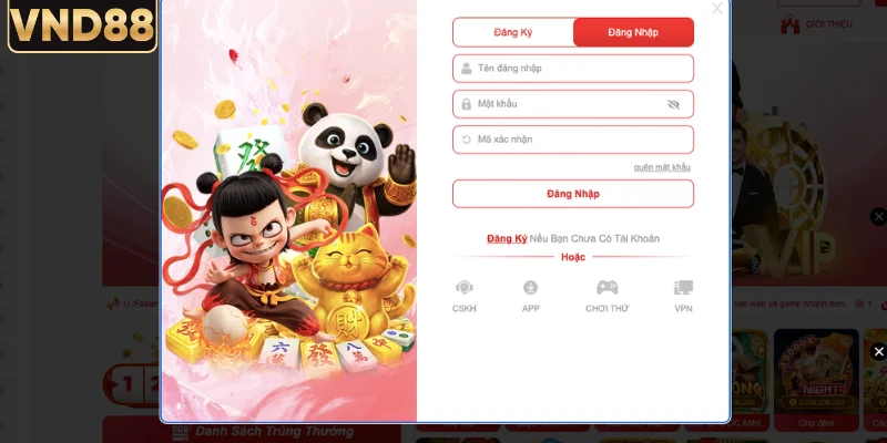 Biểu mẫu đăng nhập VND88